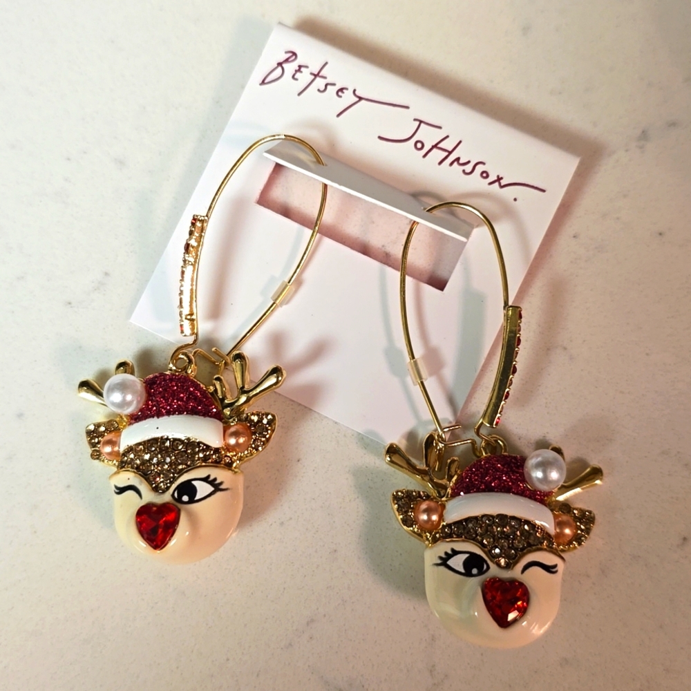 Betsey johnson reindeer hoops